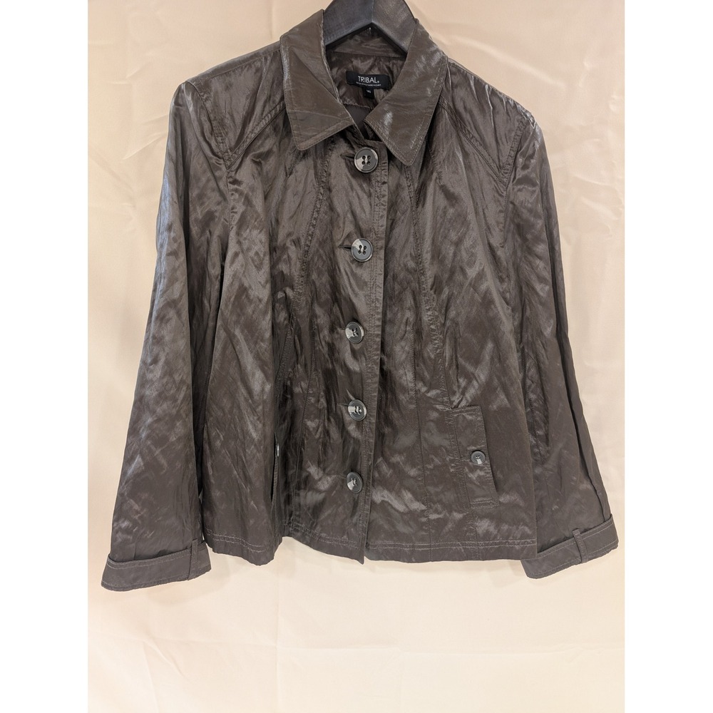 Tribal Womens Bronze Metallic Button Front Lightweight Jacket‎ Size 16